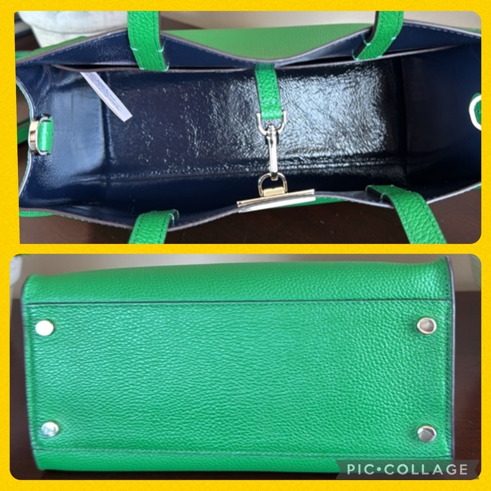 KATE SPADE ♠️ New York "Sam"💚GREEN BEAN💚MEDIUM SATCHEL BAG & POUCH🌟LIKE NEW🌟 - Picture 12 of 17